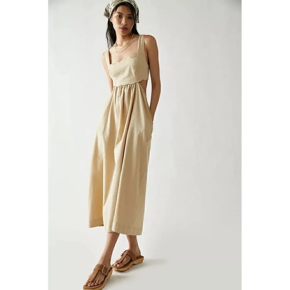 NWT FREE PEOPLE DRESSED FOR SUNSHINE MIDI OPEN BACK CUTOUT DRESS